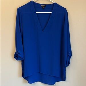 Express Women's Blue V-Neck Top